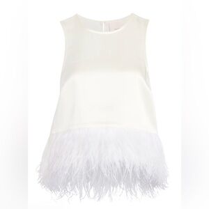 Cinq à Sept Charisse Ivory Satin Feather Top